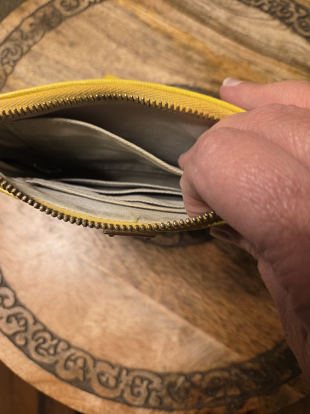 Dooney & Bourke Dandelion Yellow Leather Wristlet Pouch - Picture 9 of 13